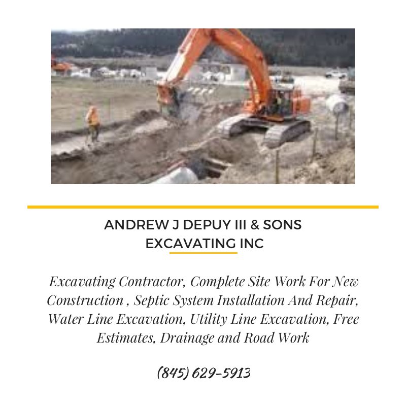 Excavating Contractor, Complete Site Work For New Construction , Septic System Installation And Repair, Water Line Excavation, Utility Line Excavation, Free Estimates, Drainage and Road Work