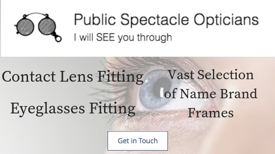 Optical services, Optical glasses, Sun glasses, Contacts
