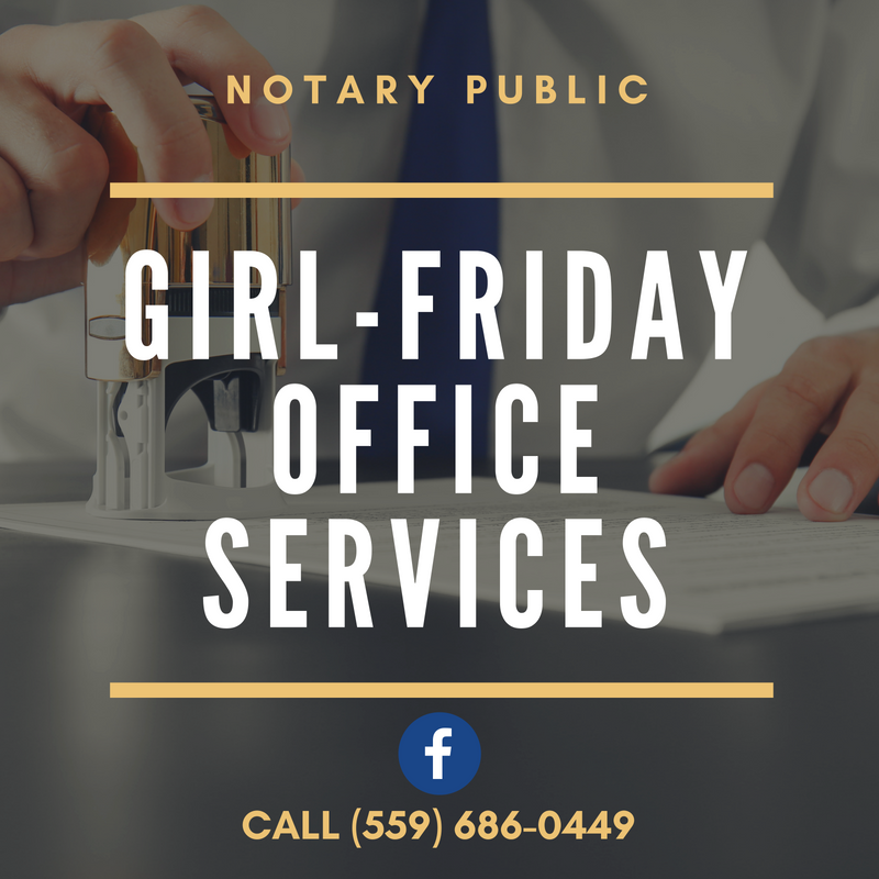 Girl-Friday Office Service, Bookkeeping, Income Taxes, Online Payroll, Quarter Reports, Sales Tax Reports, Tax Preparation and Accounting Services, Notary Public