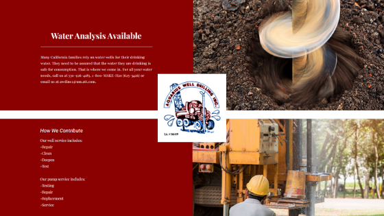 residential/commercial/environmental well drilling, pump sales/service, water filtration, installation/repair, design