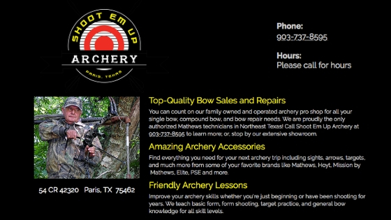 Bow Sales, bow repairs, bow Accessories, archery pro shop