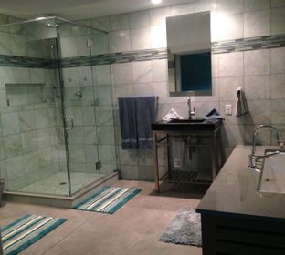 Bathroom Remodel, tile work, polished concreter floor, interior painting, drywall installation