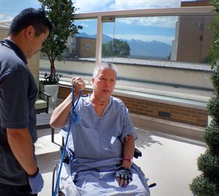 Patients often times have the option of completing their therapy sessions from the rooftop patio with a beautiful mountain view