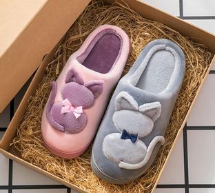 Fuzzy Cat front plush slippers in your choice of colors