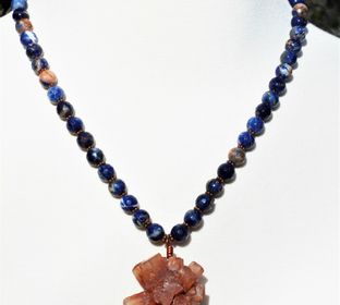 KB Sodalite necklace with large Aragonite crystal pendant