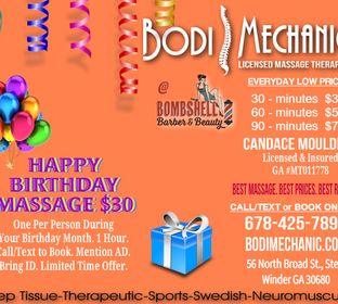 Happy Birthday. Give Yourself the Gift of Massage for $30